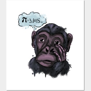 Number Pi and monkey Posters and Art